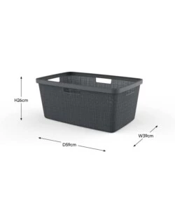 CESTA PORTABIANCHERIA "JUTE" KETER NERO - 59x39x26 CM